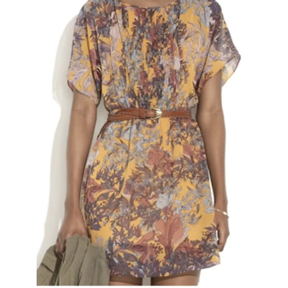 Broadway & Broome Floral Pleated Mini Dress‎ boho sheer western anthro tunic